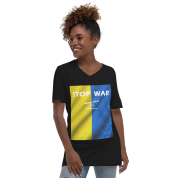 Kurzärmeliges Unisex-T-Shirt mit V-Ausschnitt – Bild 2