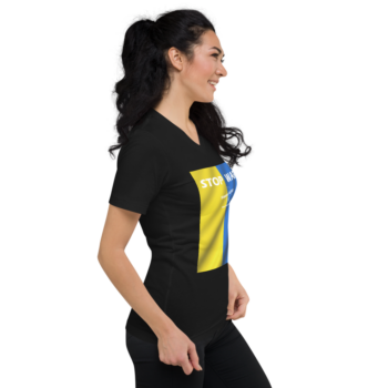 Kurzärmeliges Unisex-T-Shirt mit V-Ausschnitt – Bild 4